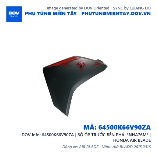 64500K66V90ZA | BỘ ỐP TRƯỚC BÊN PHẢI *NHA76M* | HONDA AIR BLADE — 64500K66V90ZA