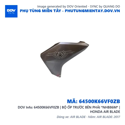 64500K66VF0ZB | BỘ ỐP TRƯỚC BÊN PHẢI *NHB86M* | HONDA AIR BLADE — 64500K66VF0ZB
