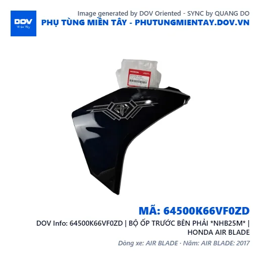 64500K66VF0ZD | BỘ ỐP TRƯỚC BÊN PHẢI *NHB25M* | HONDA AIR BLADE — 64500K66VF0ZD
