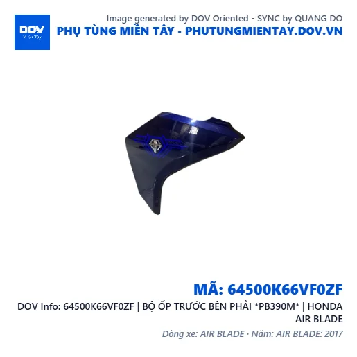 64500K66VF0ZF | BỘ ỐP TRƯỚC BÊN PHẢI *PB390M* | HONDA AIR BLADE — 64500K66VF0ZF