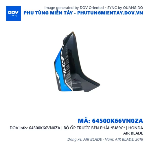 64500K66VN0ZA | BỘ ỐP TRƯỚC BÊN PHẢI *B189C* | HONDA AIR BLADE — 64500K66VN0ZA