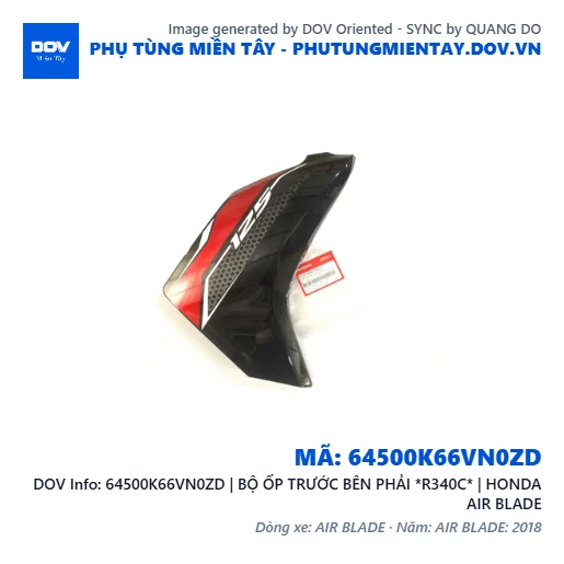 64500K66VN0ZD | BỘ ỐP TRƯỚC BÊN PHẢI *R340C* | HONDA AIR BLADE — 64500K66VN0ZD