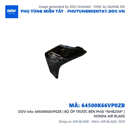 64500K66VP0ZB | BỘ ỐP TRƯỚC BÊN PHẢI *NHB25M* | HONDA AIR BLADE — 64500K66VP0ZB