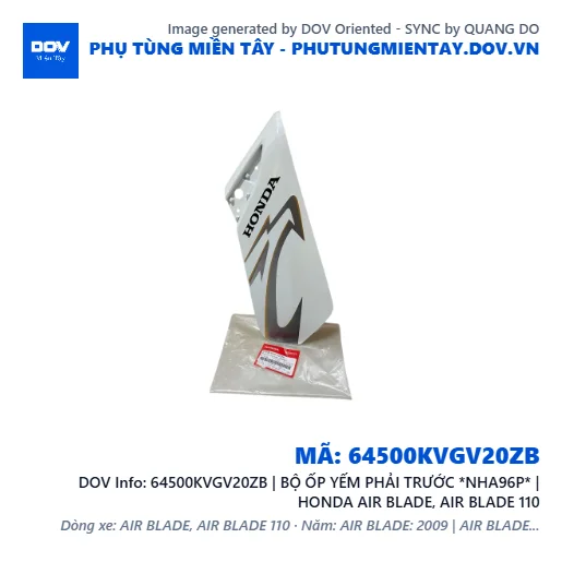 64500KVGV20ZB | BỘ ỐP YẾM PHẢI TRƯỚC *NHA96P* | HONDA AIR BLADE, AIR BLADE 110 — 64500KVGV20ZB