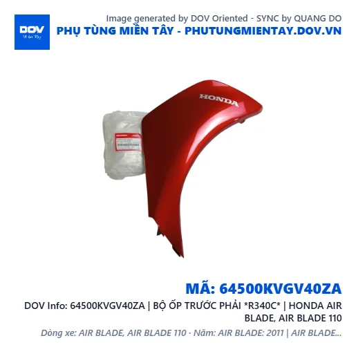 64500KVGV40ZA | BỘ ỐP TRƯỚC PHẢI *R340C* | HONDA AIR BLADE, AIR BLADE 110 — 64500KVGV40ZA