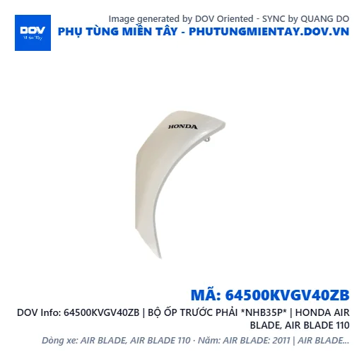 64500KVGV40ZB | BỘ ỐP TRƯỚC PHẢI *NHB35P* | HONDA AIR BLADE, AIR BLADE 110 — 64500KVGV40ZB