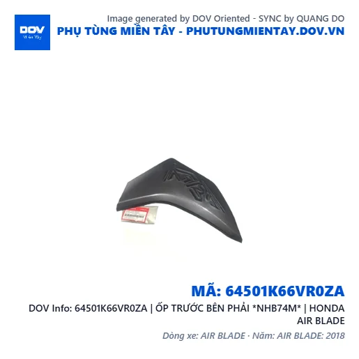 64501K66VR0ZA | ỐP TRƯỚC BÊN PHẢI *NHB74M* | HONDA AIR BLADE — 64501K66VR0ZA