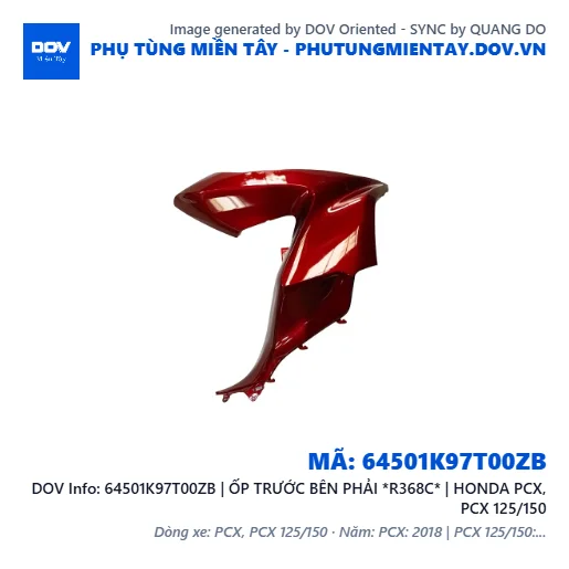 64501K97T00ZB | ỐP TRƯỚC BÊN PHẢI *R368C* | HONDA PCX, PCX 125/150 — 64501K97T00ZB