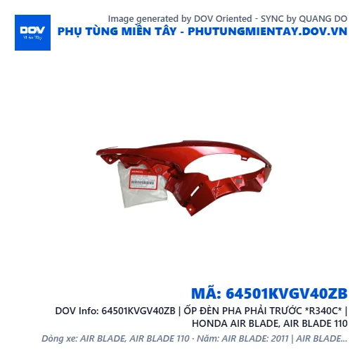 64501KVGV40ZB | ỐP ĐÈN PHA PHẢI TRƯỚC *R340C* | HONDA AIR BLADE, AIR BLADE 110 — 64501KVGV40ZB