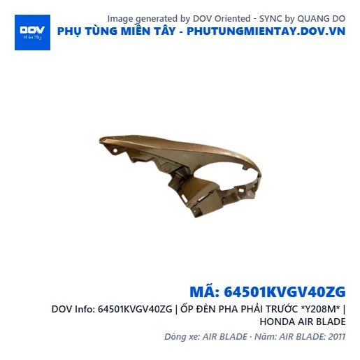 64501KVGV40ZG | ỐP ĐÈN PHA PHẢI TRƯỚC *Y208M* | HONDA AIR BLADE — 64501KVGV40ZG