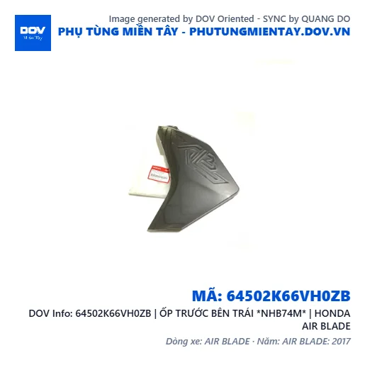 64502K66VH0ZB | ỐP TRƯỚC BÊN TRÁI *NHB74M* | HONDA AIR BLADE — 64502K66VH0ZB