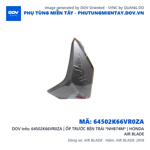64502K66VR0ZA | ỐP TRƯỚC BÊN TRÁI *NHB74M* | HONDA AIR BLADE — 64502K66VR0ZA