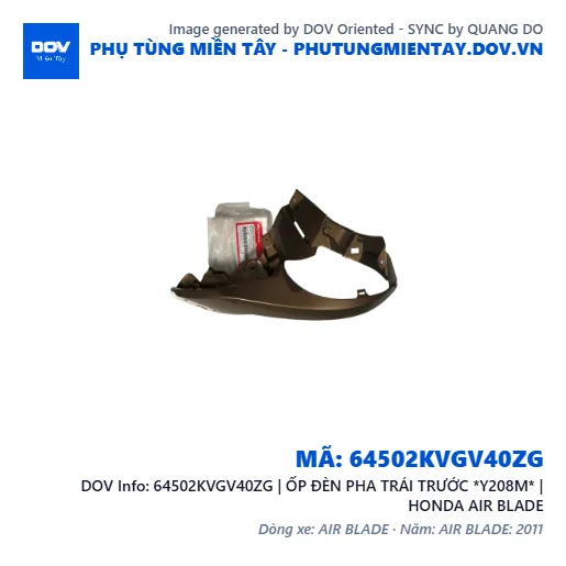 64502KVGV40ZG | ỐP ĐÈN PHA TRÁI TRƯỚC *Y208M* | HONDA AIR BLADE — 64502KVGV40ZG