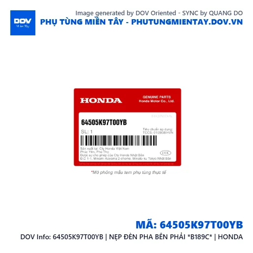 64505K97T00YB | NẸP ĐÈN PHA BÊN PHẢI *B189C* | HONDA  — 64505K97T00YB
