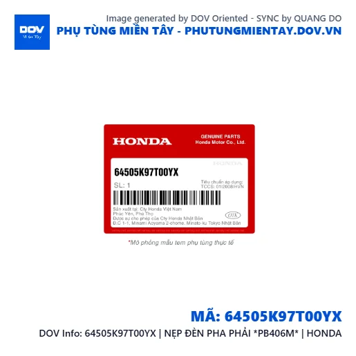 64505K97T00YX | NẸP ĐÈN PHA PHẢI *PB406M* | HONDA  — 64505K97T00YX