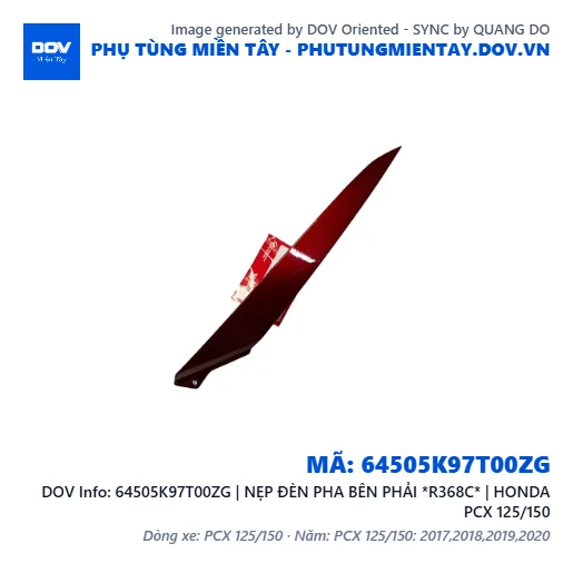 64505K97T00ZG | NẸP ĐÈN PHA BÊN PHẢI *R368C* | HONDA PCX 125/150 — 64505K97T00ZG