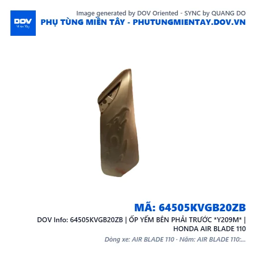 64505KVGB20ZB | ỐP YẾM BÊN PHẢI TRƯỚC *Y209M* | HONDA AIR BLADE 110 — 64505KVGB20ZB