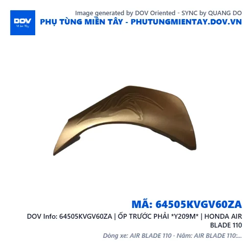 64505KVGV60ZA | ỐP TRƯỚC PHẢI *Y209M* | HONDA AIR BLADE 110 — 64505KVGV60ZA