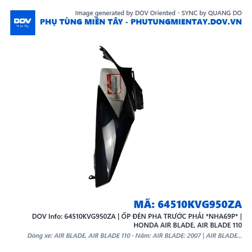 64510KVG950ZA | ỐP ĐÈN PHA TRƯỚC PHẢI *NHA69P* | HONDA AIR BLADE, AIR BLADE 110 — 64510KVG950ZA