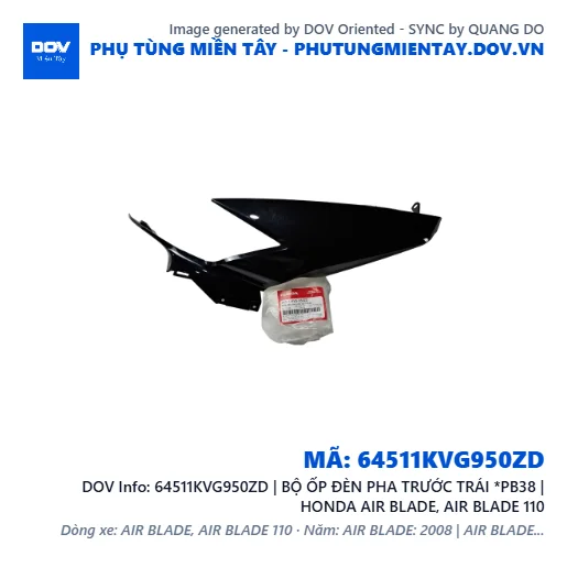 64511KVG950ZD | BỘ ỐP ĐÈN PHA TRƯỚC TRÁI *PB38 | HONDA AIR BLADE, AIR BLADE 110 — 64511KVG950ZD