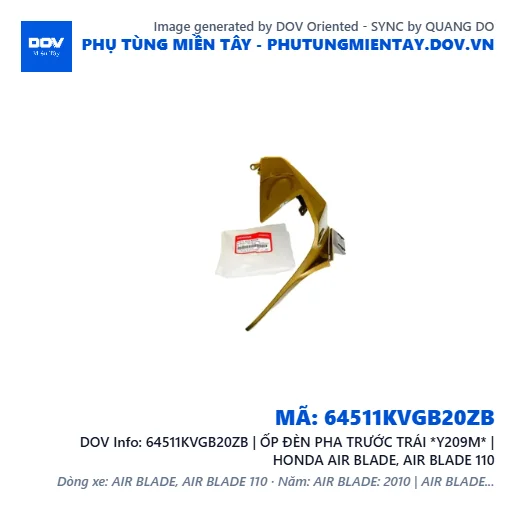 64511KVGB20ZB | ỐP ĐÈN PHA TRƯỚC TRÁI *Y209M* | HONDA AIR BLADE, AIR BLADE 110 — 64511KVGB20ZB