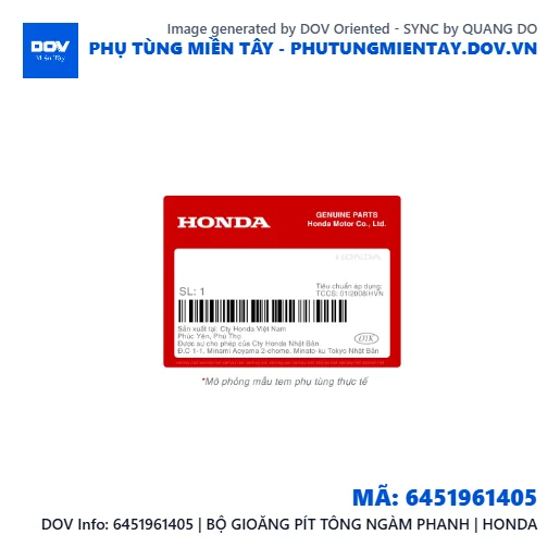 6451961405 | BỘ GIOĂNG PÍT TÔNG NGÀM PHANH | HONDA  — 6451961405