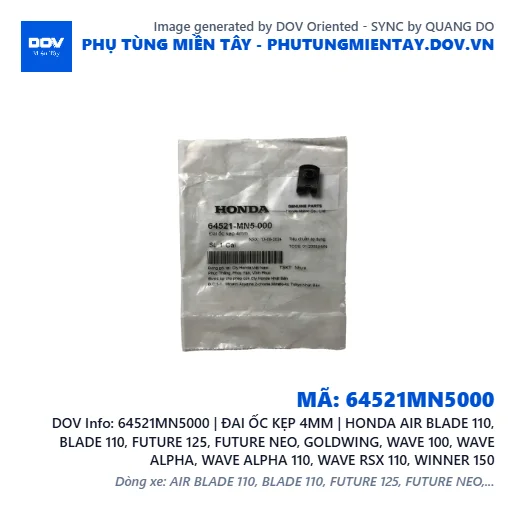 64521MN5000 | ĐAI ỐC KẸP 4MM | HONDA AIR BLADE 110, BLADE 110, FUTURE 125, FUTURE NEO, GOLDWING, WAVE 100, WAVE ALPHA, WAVE ALPHA 110, WAVE RSX 110, WINNER 150 — 64521MN5000