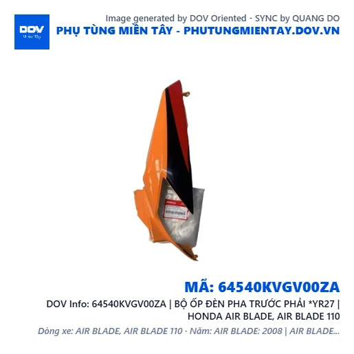 64540KVGV00ZA | BỘ ỐP ĐÈN PHA TRƯỚC PHẢI *YR27 | HONDA AIR BLADE, AIR BLADE 110 — 64540KVGV00ZA