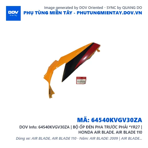64540KVGV30ZA | BỘ ỐP ĐÈN PHA TRƯỚC PHẢI *YR27 | HONDA AIR BLADE, AIR BLADE 110 — 64540KVGV30ZA