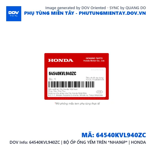 64540KVL940ZC | BỘ ỐP ỐNG YẾM TRÊN *NHA96P* | HONDA  — 64540KVL940ZC