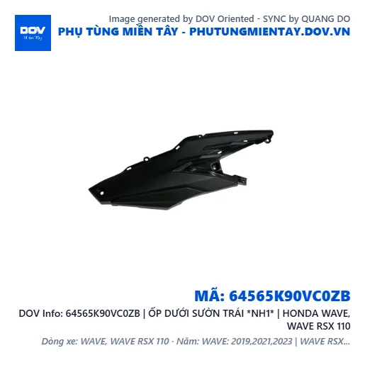 64565K90VC0ZB | ỐP DƯỚI SƯỜN TRÁI *NH1* | HONDA WAVE, WAVE RSX 110 — 64565K90VC0ZB