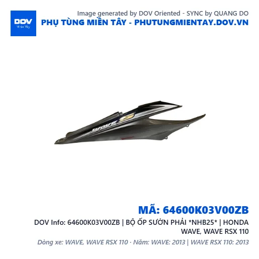 64600K03V00ZB | BỘ ỐP SƯỜN PHẢI *NHB25* | HONDA WAVE, WAVE RSX 110 — 64600K03V00ZB