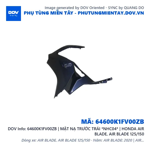 64600K1FV00ZB | MẶT NẠ TRƯỚC TRÁI *NHC04* | HONDA AIR BLADE, AIR BLADE 125/150 — 64600K1FV00ZB