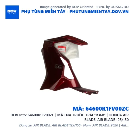 64600K1FV00ZC | MẶT NẠ TRƯỚC TRÁI *R368* | HONDA AIR BLADE, AIR BLADE 125/150 — 64600K1FV00ZC