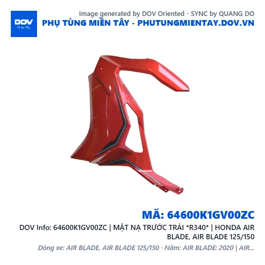 64600K1GV00ZC | MẶT NẠ TRƯỚC TRÁI *R340* | HONDA AIR BLADE, AIR BLADE 125/150 — 64600K1GV00ZC