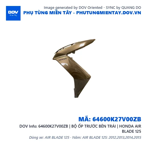 64600K27V00ZB | BỘ ỐP TRƯỚC BÊN TRÁI | HONDA AIR BLADE 125 — 64600K27V00ZB