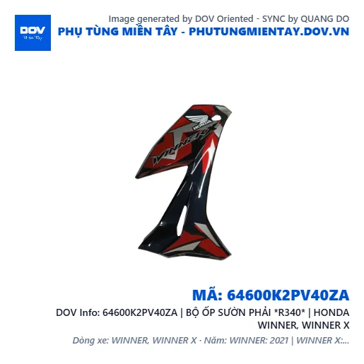 64600K2PV40ZA | BỘ ỐP SƯỜN PHẢI *R340* | HONDA WINNER, WINNER X — 64600K2PV40ZA