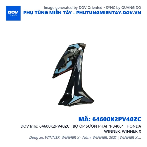64600K2PV40ZC | BỘ ỐP SƯỜN PHẢI *PB406* | HONDA WINNER, WINNER X — 64600K2PV40ZC