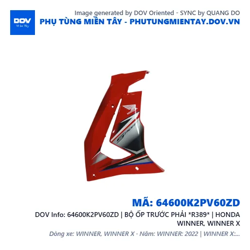 64600K2PV60ZD | BỘ ỐP TRƯỚC PHẢI *R389* | HONDA WINNER, WINNER X — 64600K2PV60ZD