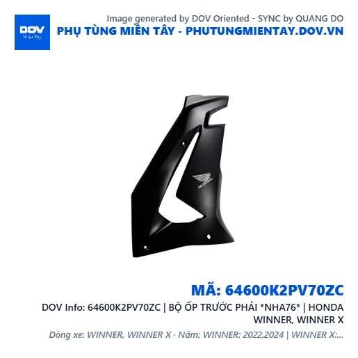 64600K2PV70ZC | BỘ ỐP TRƯỚC PHẢI *NHA76* | HONDA WINNER, WINNER X — 64600K2PV70ZC
