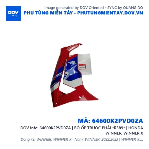64600K2PVD0ZA | BỘ ỐP TRƯỚC PHẢI *R389* | HONDA WINNER, WINNER X — 64600K2PVD0ZA