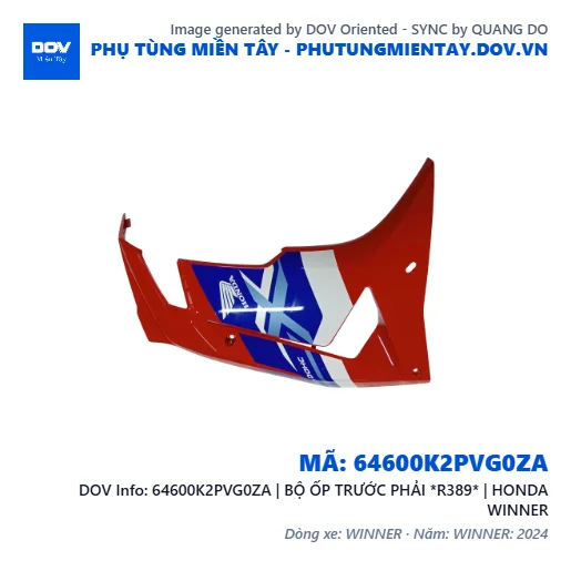 64600K2PVG0ZA | BỘ ỐP TRƯỚC PHẢI *R389* | HONDA WINNER — 64600K2PVG0ZA