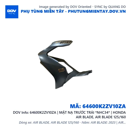 64600K2ZV10ZA | MẶT NẠ TRƯỚC TRÁI *NHC34* | HONDA AIR BLADE, AIR BLADE 125/160 — 64600K2ZV10ZA