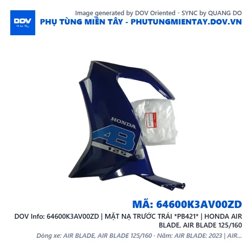 64600K3AV00ZD | MẶT NẠ TRƯỚC TRÁI *PB421* | HONDA AIR BLADE, AIR BLADE 125/160 — 64600K3AV00ZD
