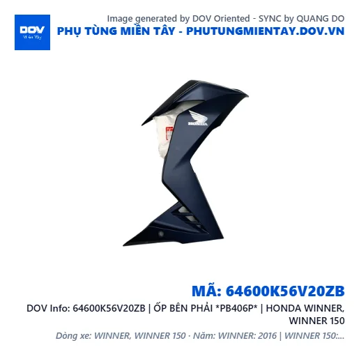 64600K56V20ZB | ỐP BÊN PHẢI *PB406P* | HONDA WINNER, WINNER 150 — 64600K56V20ZB