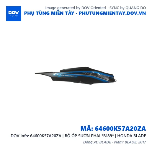 64600K57A20ZA | BỘ ỐP SƯỜN PHẢI *B189* | HONDA BLADE — 64600K57A20ZA