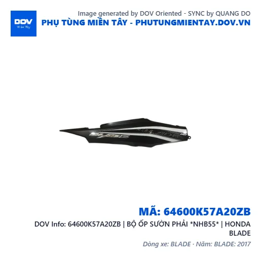 64600K57A20ZB | BỘ ỐP SƯỜN PHẢI *NHB55* | HONDA BLADE — 64600K57A20ZB