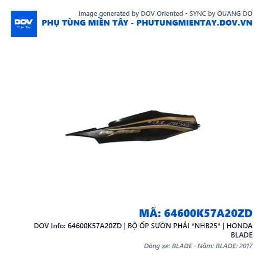 64600K57A20ZD | BỘ ỐP SƯỜN PHẢI *NHB25* | HONDA BLADE — 64600K57A20ZD