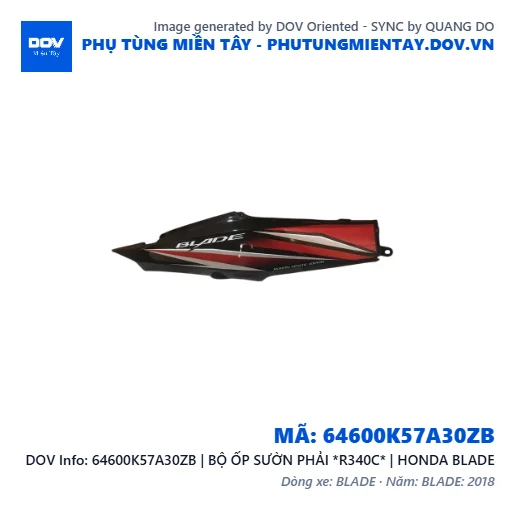 64600K57A30ZB | BỘ ỐP SƯỜN PHẢI *R340C* | HONDA BLADE — 64600K57A30ZB