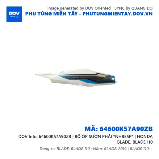 64600K57A90ZB | BỘ ỐP SƯỜN PHẢI *NHB55P* | HONDA BLADE, BLADE 110 — 64600K57A90ZB
